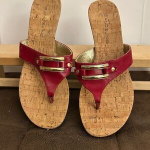 Bandolino Dark Pink Cork Sandals